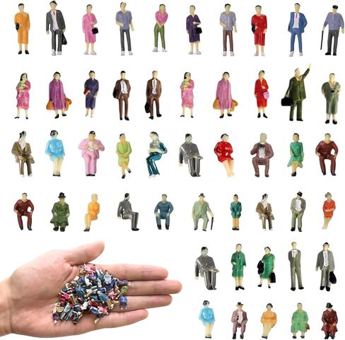 VICDUEKG 60 Pcs Mini People Figurines 1: 87 Scale Miniature People Figurines Sitting and Standing Tiny People Model Architectural Figures for Miniature Scenes Dollhouse in Kuwait
