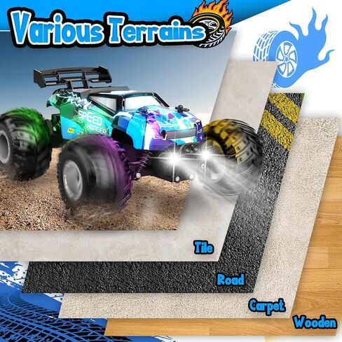 Remote Control Car, All Terrain Remote Control Truck for Boy, 2.4GHz Rc Car with Bodylight and Two Rechargeable Batteries, 20KM/H Monster Truck Toys in Kuwait