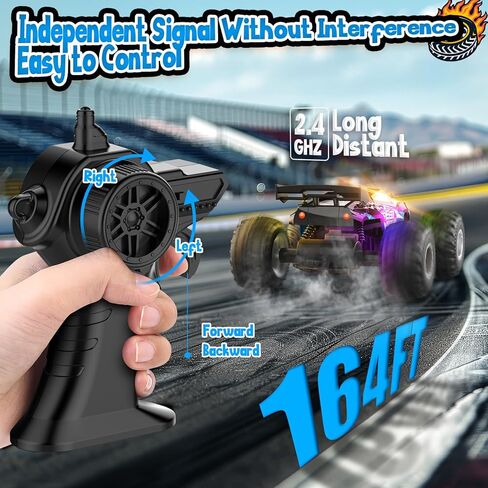 Remote Control Car, All Terrain Remote Control Truck for Boy, 2.4GHz Rc Car with Bodylight and Two Rechargeable Batteries, 20KM/H Monster Truck Toys in Kuwait