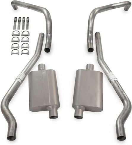 Truck Exhaust Kits 2.5" Dual Exhaust Kit with 2 Chamber Mufflers Rear Exit Fits Chevy II Fits Nova 62 to 67 in Kuwait