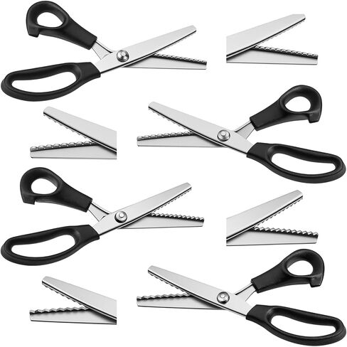 4-Pack Professional Pinking Shears for Fabric Cutting, Sewing Pinking Shears with 5mm & 7mm Zig Zag Blades, Fabric Scissors Zig Zag for Leather, Paper, Felt, Crafting Supplies in Kuwait