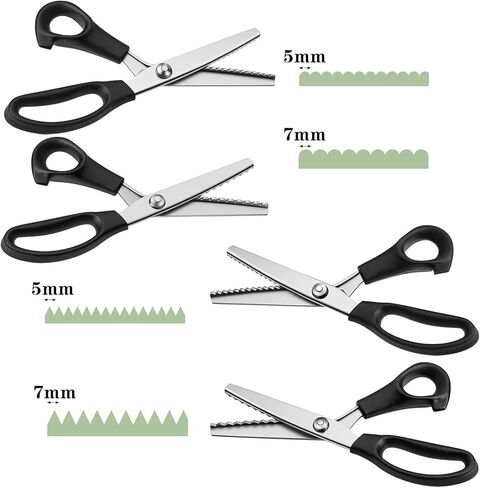 4-Pack Professional Pinking Shears for Fabric Cutting, Sewing Pinking Shears with 5mm & 7mm Zig Zag Blades, Fabric Scissors Zig Zag for Leather, Paper, Felt, Crafting Supplies in Kuwait
