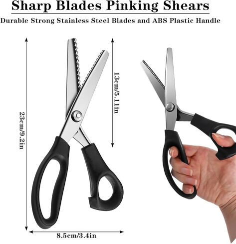 4-Pack Professional Pinking Shears for Fabric Cutting, Sewing Pinking Shears with 5mm & 7mm Zig Zag Blades, Fabric Scissors Zig Zag for Leather, Paper, Felt, Crafting Supplies in Kuwait