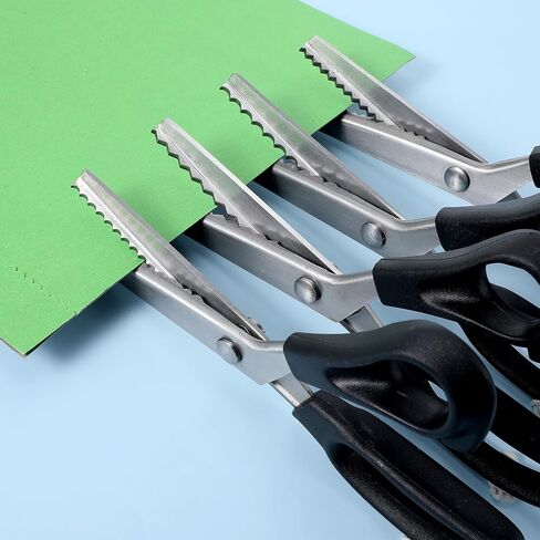 4-Pack Professional Pinking Shears for Fabric Cutting, Sewing Pinking Shears with 5mm & 7mm Zig Zag Blades, Fabric Scissors Zig Zag for Leather, Paper, Felt, Crafting Supplies in Kuwait