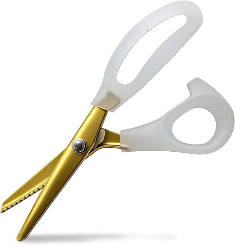 Premium Gold Pinking Shears for Fabric, lyfLux 9" Professional Stainless Steel Zig Zag Scissors with 5mm Triangular Teeth, Decorative Edge Scissors for Sewing, Crafting & Leather in Kuwait