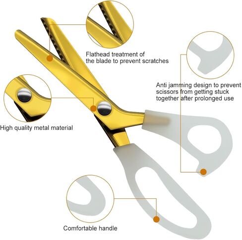 Premium Gold Pinking Shears for Fabric, lyfLux 9" Professional Stainless Steel Zig Zag Scissors with 5mm Triangular Teeth, Decorative Edge Scissors for Sewing, Crafting & Leather in Kuwait