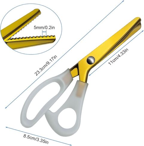 Premium Gold Pinking Shears for Fabric, lyfLux 9" Professional Stainless Steel Zig Zag Scissors with 5mm Triangular Teeth, Decorative Edge Scissors for Sewing, Crafting & Leather in Kuwait