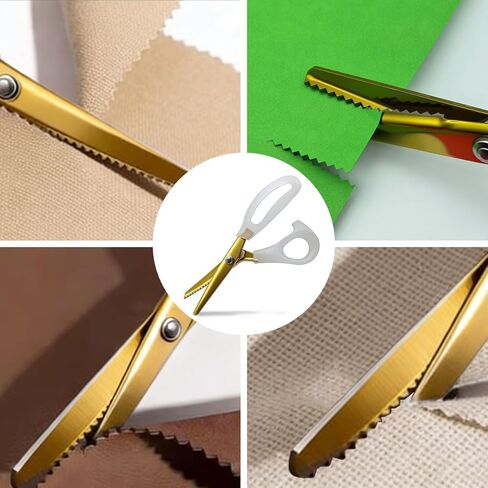 Premium Gold Pinking Shears for Fabric, lyfLux 9" Professional Stainless Steel Zig Zag Scissors with 5mm Triangular Teeth, Decorative Edge Scissors for Sewing, Crafting & Leather in Kuwait