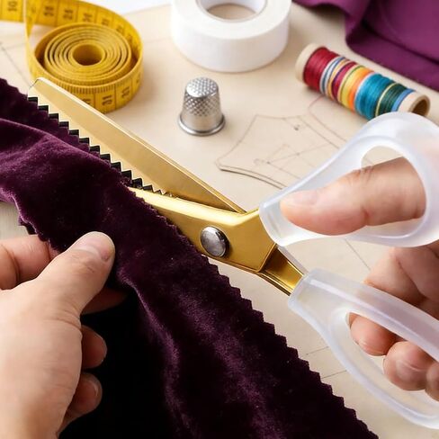 Premium Gold Pinking Shears for Fabric, lyfLux 9" Professional Stainless Steel Zig Zag Scissors with 5mm Triangular Teeth, Decorative Edge Scissors for Sewing, Crafting & Leather in Kuwait