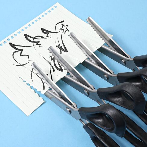 4 Pcs Pinking Shears Scissors for Fabric Cutting Scalloped 4mm/5mm/7mm/10mm, Felt Craft Scissors Zig Zag Cut Sewing 9.2" Handheld Jagged Dressmaking Supply for Leather Clothing Paper in Kuwait