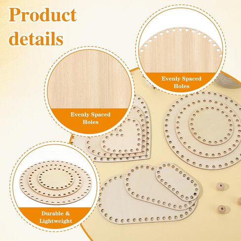 XLIUAX 9 Pack Wooden Basket Bottom, 3 Sizes Oval Round Heart-Shaped Blank Basket Bottoms for Crochet Base Basket Weaving Supplies for DIY Basket Craft Weaving Making Supplies in Kuwait
