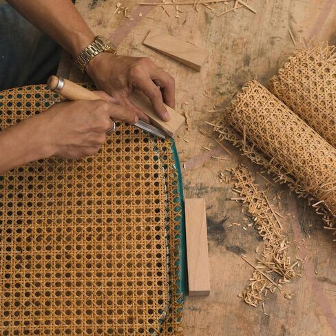 12 Pcs Rattan Repair Kit with Cane Webbing Roll, 3/16 Inch Rattan Webbing, 2 Caning Chisel, 8 Wooden Wedges, Furniture Caning Repair Supplies for Chair, Cabinet, Basket and Home Repair in Kuwait