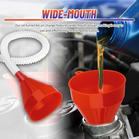 Wide Mouth Funnel with Hose,Plastic Flexible Funnels for Automotive Use,Universal Transmission Funnel for Engine Oil,Gas,Fuel,Diesel Oil Change Fit Most Cars,Trucks,SUVs in Kuwait