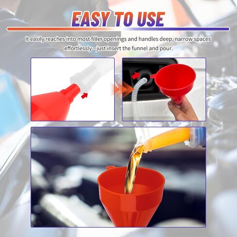 Wide Mouth Funnel with Hose,Plastic Flexible Funnels for Automotive Use,Universal Transmission Funnel for Engine Oil,Gas,Fuel,Diesel Oil Change Fit Most Cars,Trucks,SUVs in Kuwait
