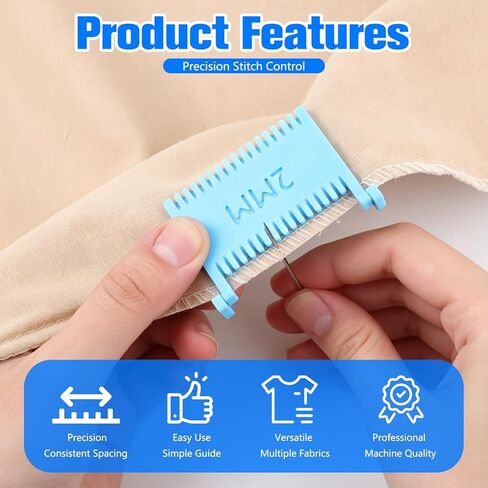 4PCS Clip-On Sewing Ruler, Hand Edge Stitch Lock and Sewing Gauge, Stitch Guide for Hand Sewing, Quilting Templates with 2mm, 3mm, 4mm, 5mm Spacing for DIY Craft Projects in Kuwait
