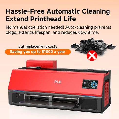 طابعة PLK A3 Plus XP600 DTF مع مجفف شاكر + جهاز تنقية الدخان، سرعة مضاعفة من L1800/L805، شاشة لمس 4.5 بوصة، تنظيف تلقائي، نظام حبر أبيض مزدوج، قاطعة أفلام (C13 + شاكر + كمبيوتر محمول) in Kuwait