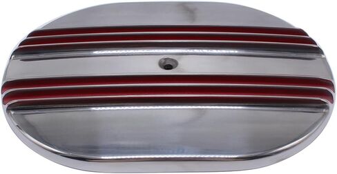 1 Set SHLPDFM Air Cleaner 12'' X 2'' Oval Half Finned Billet Aluminum Red Center Air Cleaner Fits for Chevy, Ford, & Mopar Hot Rod in Kuwait