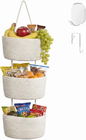 Over the Door Organizer, 3 Tier Hanging Wall Basket Storage for a Stylish and Clutter-free Space, Ideal for Boho Room Decor and Nursery Decor in Saudi Arabia