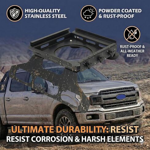 حامل Starlink Mini لسيارة Ford F150 (2015+) وF250-F550(2017+)، دعامة خالية من الحفر من الفولاذ المقاوم للصدأ مقاومة للصدأ، تناسب كابينة الألومنيوم والفولاذ، أسود in Kuwait