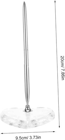 Silver Signing Pen with Heart-shaped Acrylic Base, Guest Book Signing Desk Ballpoint Pen for Wedding Ceremony, Engagement and Reception Use in Kuwait