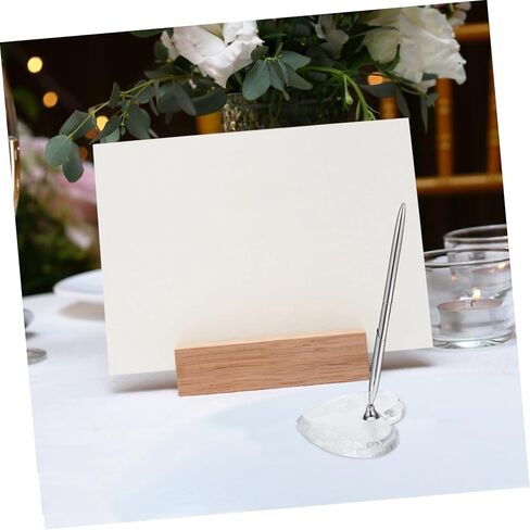 Silver Signing Pen with Heart-shaped Acrylic Base, Guest Book Signing Desk Ballpoint Pen for Wedding Ceremony, Engagement and Reception Use in Kuwait