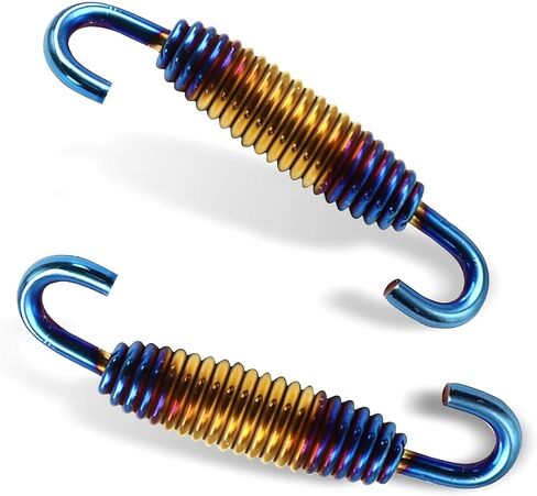 2PCS Motorcycle Exhaust Springs, Stainless Steel Motorcycle Exhaust Muffler Spring Hooks, 40mm-60mm Adjustable Shock-Absorbing Exhausts Pipe Spring Kit, for Riding Motor Scooter ATV(Half Blue) in Kuwait