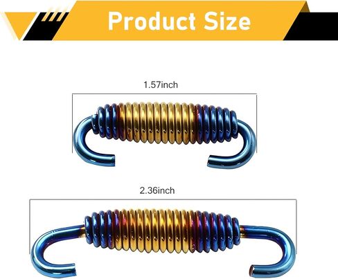 2PCS Motorcycle Exhaust Springs, Stainless Steel Motorcycle Exhaust Muffler Spring Hooks, 40mm-60mm Adjustable Shock-Absorbing Exhausts Pipe Spring Kit, for Riding Motor Scooter ATV(Half Blue) in Kuwait