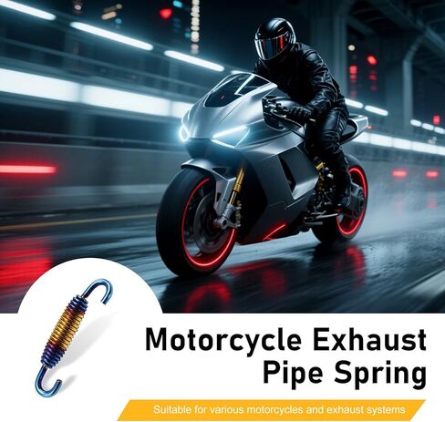 2PCS Motorcycle Exhaust Springs, Stainless Steel Motorcycle Exhaust Muffler Spring Hooks, 40mm-60mm Adjustable Shock-Absorbing Exhausts Pipe Spring Kit, for Riding Motor Scooter ATV(Half Blue) in Kuwait