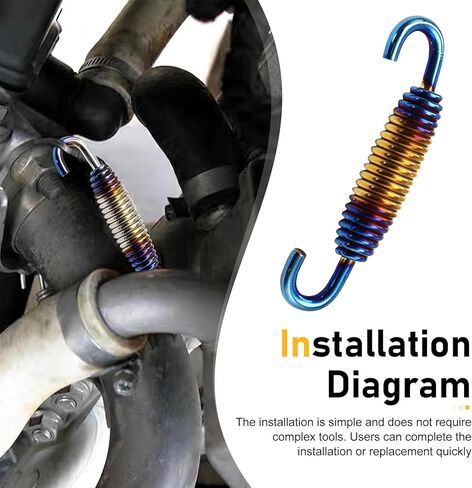 2PCS Motorcycle Exhaust Springs, Stainless Steel Motorcycle Exhaust Muffler Spring Hooks, 40mm-60mm Adjustable Shock-Absorbing Exhausts Pipe Spring Kit, for Riding Motor Scooter ATV(Half Blue) in Kuwait