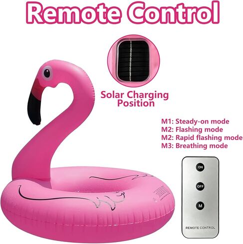 NMM Inflatable Flamingo Pool Floats with Solar LED Lights - Floaties for Lake Beach Water Floaty Swim Rings Pool Party Toys for Adults Kids in Kuwait