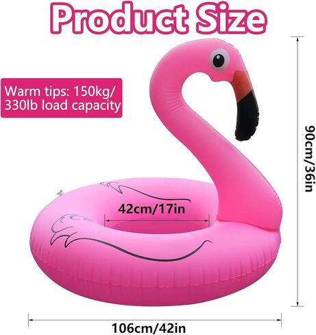 NMM Inflatable Flamingo Pool Floats with Solar LED Lights - Floaties for Lake Beach Water Floaty Swim Rings Pool Party Toys for Adults Kids in Kuwait