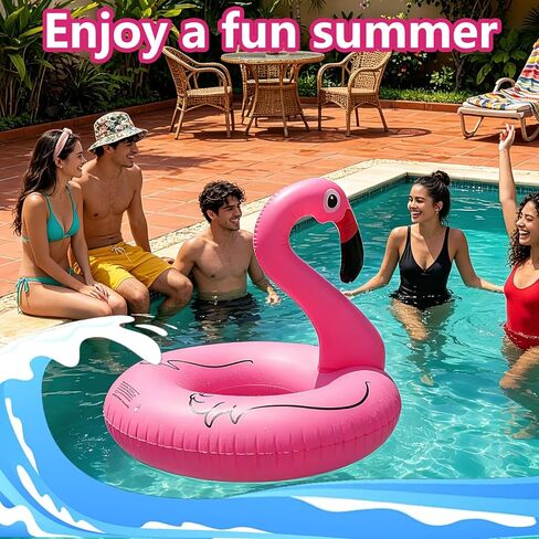 NMM Inflatable Flamingo Pool Floats with Solar LED Lights - Floaties for Lake Beach Water Floaty Swim Rings Pool Party Toys for Adults Kids in Kuwait