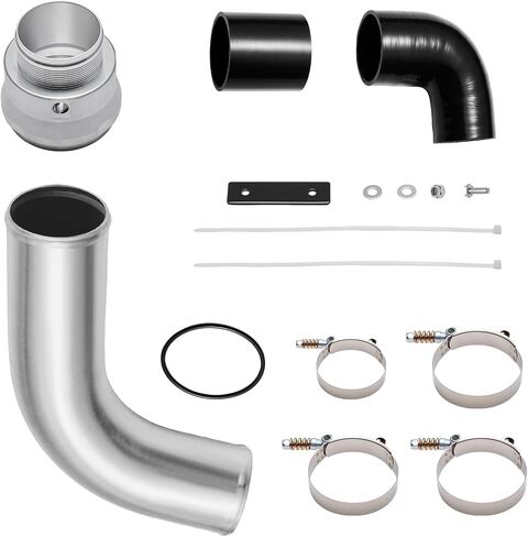 أنابيب التبريد البيني SPELAB Turbo متوافقة مع 2017-2024 Ford F250 F350 F450 6.7L PowerStroke V8 ديزل، مجموعة أنابيب المبرد الداخلي من الألومنيوم الجانب البارد، فضي in Kuwait