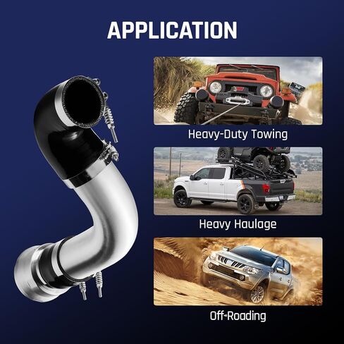 أنابيب التبريد البيني SPELAB Turbo متوافقة مع 2017-2024 Ford F250 F350 F450 6.7L PowerStroke V8 ديزل، مجموعة أنابيب المبرد الداخلي من الألومنيوم الجانب البارد، فضي in Kuwait
