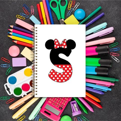 LONGXIN Cute Cartoon Mouse Gifts Initial A-Z Personalized Notebook Journal Magic Mouse Stuff Wizard Gifts for Women Girls Mouse Lover Birthday Christmas Gift Ideas Hardcover Spiral Notebook (S) in Kuwait