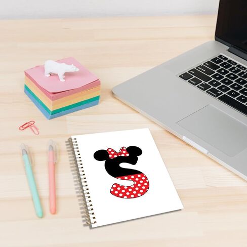 LONGXIN Cute Cartoon Mouse Gifts Initial A-Z Personalized Notebook Journal Magic Mouse Stuff Wizard Gifts for Women Girls Mouse Lover Birthday Christmas Gift Ideas Hardcover Spiral Notebook (S) in Kuwait
