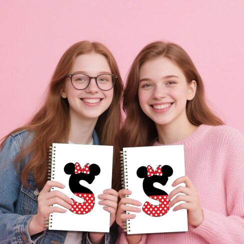 LONGXIN Cute Cartoon Mouse Gifts Initial A-Z Personalized Notebook Journal Magic Mouse Stuff Wizard Gifts for Women Girls Mouse Lover Birthday Christmas Gift Ideas Hardcover Spiral Notebook (S) in Kuwait