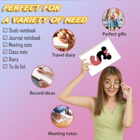 LONGXIN Cute Cartoon Mouse Gifts Initial A-Z Personalized Notebook Journal Magic Mouse Stuff Wizard Gifts for Women Girls Mouse Lover Birthday Christmas Gift Ideas Hardcover Spiral Notebook (S) in Kuwait