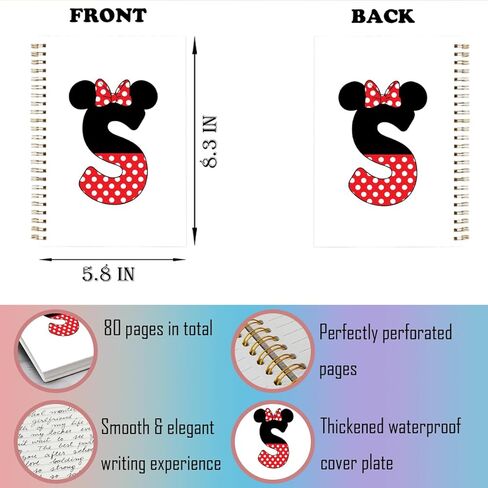 LONGXIN Cute Cartoon Mouse Gifts Initial A-Z Personalized Notebook Journal Magic Mouse Stuff Wizard Gifts for Women Girls Mouse Lover Birthday Christmas Gift Ideas Hardcover Spiral Notebook (S) in Kuwait