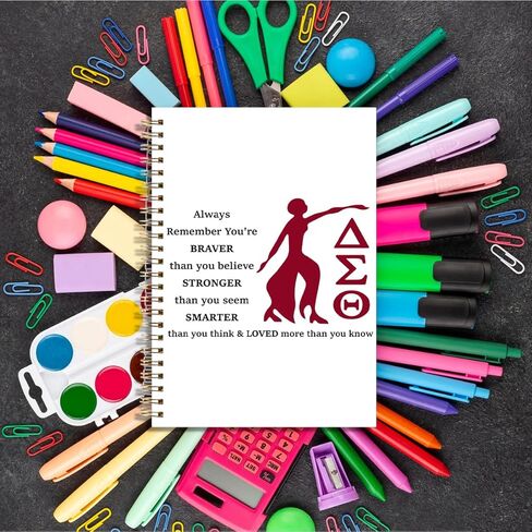 LONGXIN Sorority Inspired Gifts Notebook Journal Greek Sorority Gift Paraphernalia Gifts for Women Sister Friend You Are Braver Stronger Smarter Than You Think Hardcover Spiral Notebook 5.8x8.3 in Kuwait
