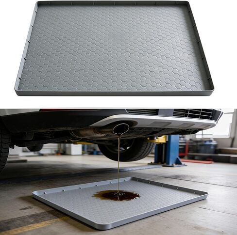 Oil Drip Pan for Under Car, 34'' x22'' Oil Drip Mat for Garage Floor, Silicone Oil Drip Pan with Raised Edge, Oil Catch Pad Non-Slip No Splatter for Auto & Home Floor Protection in Kuwait
