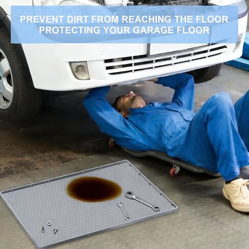 Oil Drip Pan for Under Car, 34'' x22'' Oil Drip Mat for Garage Floor, Silicone Oil Drip Pan with Raised Edge, Oil Catch Pad Non-Slip No Splatter for Auto & Home Floor Protection in Kuwait