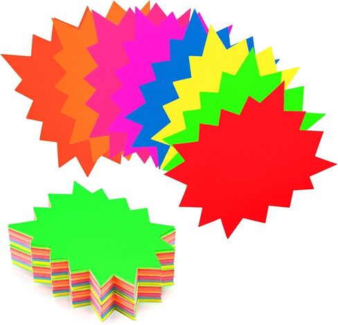 joycraft 80Pcs Starburst Price Tags with Adhesive Dots, 7 x 5 Inch Sale Signs in 8 Colors, Price Display Tags for Retail Store, Garage Sale, Yard Sale, Flea Market in Kuwait