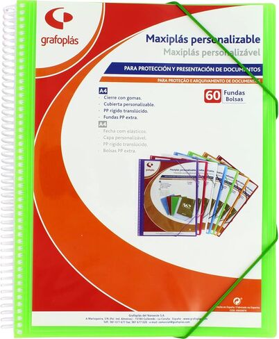 Grafoplás 39846021 Custom Maxiplas Binder with Spiral, 60 Covers, Green, 30.8 x 24 x 22 in Kuwait