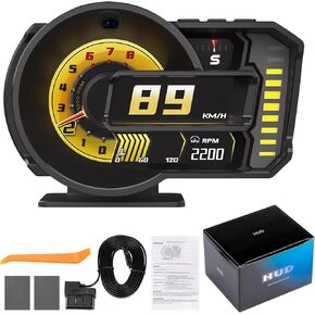 شاشة عرض مقياس obd2 مع السرعة، عدد الدورات في الدقيقة، استهلاك الوقود، شاشة عرض رأسية للسيارات A590S، obd+gps (الاستقبال فقط عداد السرعة الرقمي مع التحكم بالإيماءات، الاستشعار التلقائي للضوء والتوافق الواسع) in Kuwait