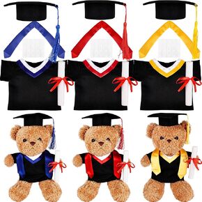 3 Sets Graduation Bear Clothes Include 3 Cap with Tassel 3 Graduation Gown 3 Certificate 3 Stole Fits 14-15 Inch Plush Teady Bears Stuffed Animal Grad Party Doll Clothing Gift in Kuwait