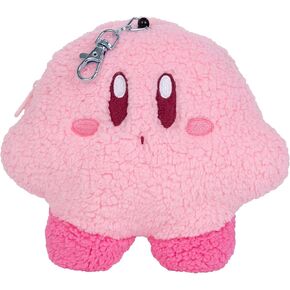 TOMY Mofulatto - حقيبة عملات Kirby القطيفة - محفظة قطيفة بسحاب مع مشبك قابل للسحب - تتضمن نافذة شفافة لبطاقة الهوية - Kirby Merch وملحقاتها - 6 بوصات - للأعمار من 14 عامًا فما فوق in Kuwait