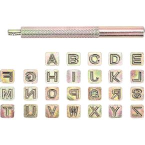 OwnMy 27PCS 6mm Leather Stamping Tools Kit Includes 26PCS Capital Letters Alphabet Stamps and 1 Steel Punch Handle, Metal Leathercarft Embossing Stamp Tools for Leather Art Crafts Marking/Working in Saudi Arabia