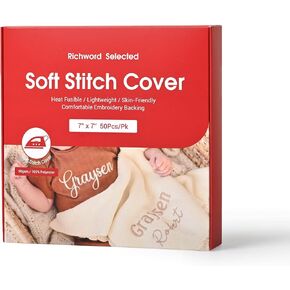 Poolin Soft Stitch Cover Richword Selected Cloud Cover 7" x 7" (50pcs) Heat Fusible, Skin-Friendly, Lightweight Embroidery Backing Stabilizer in Saudi Arabia