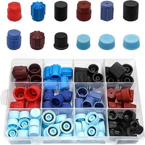 100PCS R12 R134a AC Caps Assortment, 12 Sizes Car A/C High Low Pressure Port Dust Cap Set, Air Conditioning Service Valve Core Covers, Universal Leakproof Sealing Hat Kit for Auto AC System Ports in Kuwait